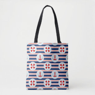 Nautische strips en Stippen patroon Tote Bag