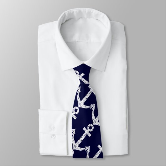 Nautische stropdas met scheepsankerpatroon (Gebonden)