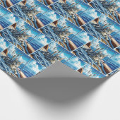 Nautische Tabby Kat Op Boot Touwen Cadeaupapier (Hoek)