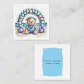 Nautische Teddy Bear Beach Baby Registry Vierkante Visitekaartje (Voorkant / Achterkant)