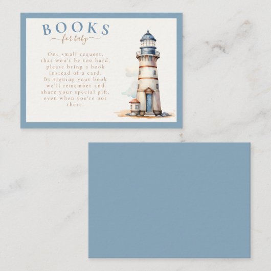 Nautische teddybeer boeken voor Baby shower Informatiekaartje (Voorkant / Achterkant)