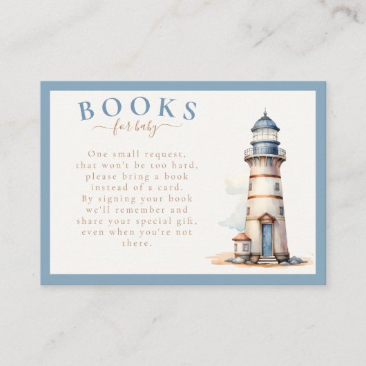 Nautische teddybeer boeken voor Baby shower Informatiekaartje (Voorkant)