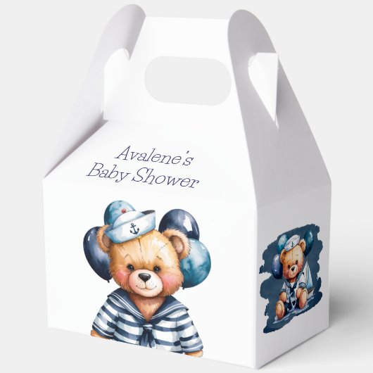 Nautische teddybeer Delight Boy Baby shower Bedankdoosjes (Achterkant)