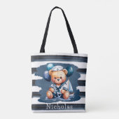 Nautische Teddybeer Delight Boy Baby shower Gift Tote Bag (Achterkant)