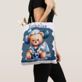 Nautische Teddybeer Delight Boy Baby shower Gift Tote Bag (Dichtbij)