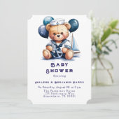 Nautische teddybeer Delight Boy Baby shower Kaart (Staand voorkant)