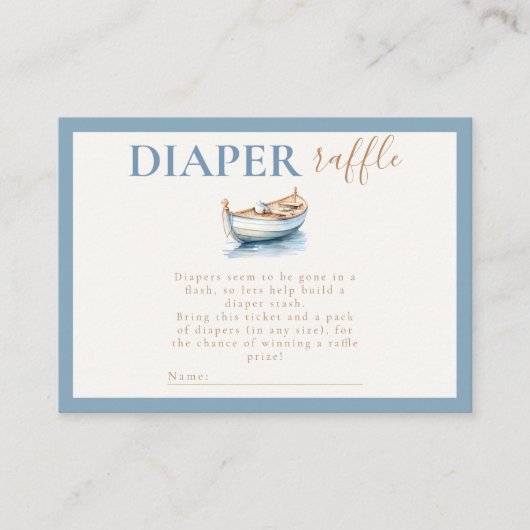 Nautische Teddybeer Luier Raffle Baby shower Informatiekaartje (Voorkant)