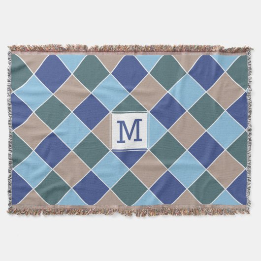 Nautische Tegels aangepaste monogram gootdeken Deken (Voorkant)