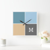 Nautische Tegels aangepaste monogram muurklok Vierkante Klok (Huis)