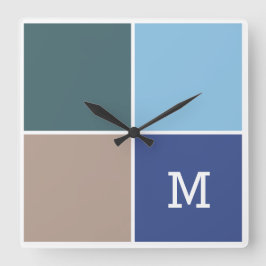 Nautische Tegels aangepaste monogram muurklok Vierkante Klok