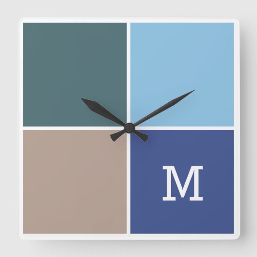 Nautische Tegels aangepaste monogram muurklok Vierkante Klok (Voorkant)