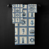 Nautische Tegels | Blauw vuurtoren Anchor Ship Whe Bad Handdoek