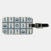 Nautische Tegels | Blauw vuurtoren Anchor Ship Whe Bagagelabel (Voorkant horizontaal)