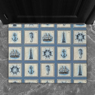Nautische Tegels Blauw vuurtoren Anchor Ship Whe Deurmat
