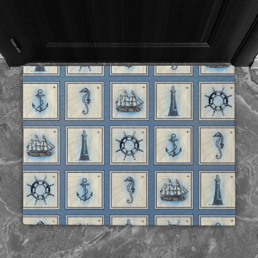 Nautische Tegels | Blauw vuurtoren Anchor Ship Whe Deurmat