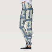 Nautische Tegels | Blauw vuurtoren Anchor Ship Whe Leggings (Links)