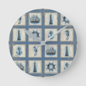 Nautische tegels | Blauw vuurtoren Anchor Ship Whe Ronde Klok (Voorkant)