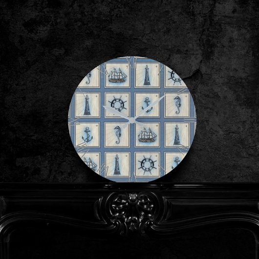 Nautische tegels | Blauw vuurtoren Anchor Ship Whe Ronde Klok