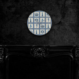 Nautische Tegels Blauw vuurtoren Anchor Ship Whe Ronde Klok