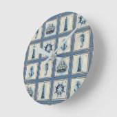 Nautische Tegels | Blauw vuurtoren Anchor Ship Whe Ronde Klok (Hoek)