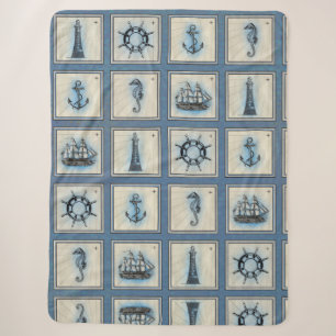 Nautische Tegels Blauw vuurtoren Anchor Ship Whe Sherpa Deken