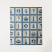 Nautische Tegels | Blauw vuurtoren Anchor Ship Whe Wandkleed (Voorkant)