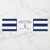 Nautische thema bruiloft  anker welkom waterfles etiket (Enkel label)
