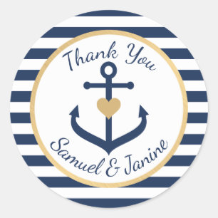 Nautische thema bruiloft dank u Stickers