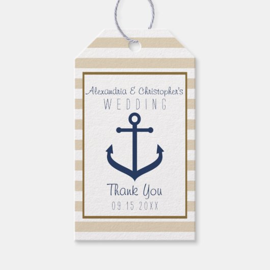 Nautische thema bruiloft gunst Labels - Dank u Cadeaulabel (Voorkant)
