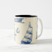 Nautische thema keramische Mok met anker, helm, en (Voorkant rechts)