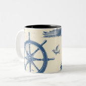 Nautische thema keramische Mok met anker, helm, en (Voorkant links)