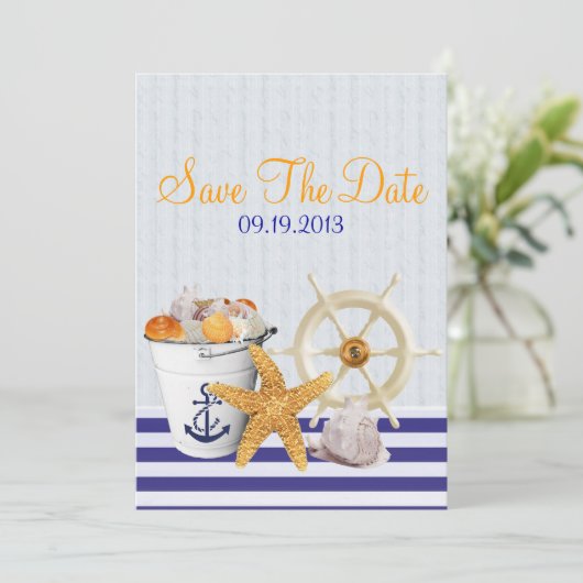 Nautische Theme Wedding Save the Date (Staand voorkant)
