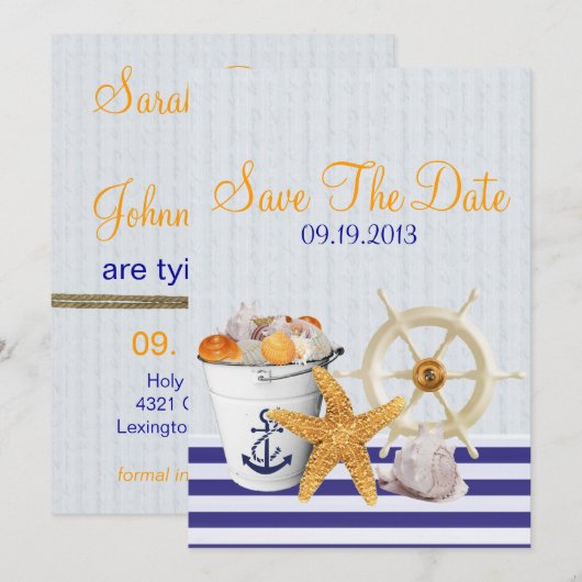 Nautische Theme Wedding Save the Date (Voorkant / Achterkant)