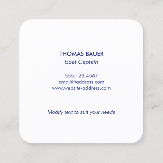 Nautische touw boot anker jachthaven vierkante visitekaartje (Achterkant)