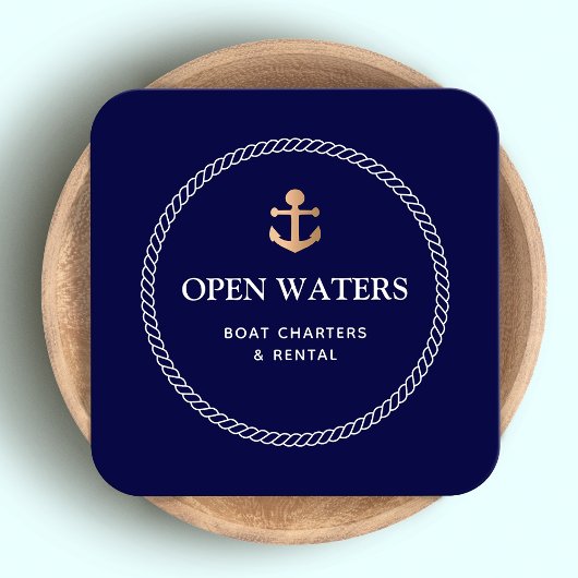 Nautische touw boot anker jachthaven vierkante visitekaartje