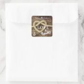 Nautische Touw en Anker LIEFDE en Bedankt Bruiloft Vierkante Sticker (Tas)