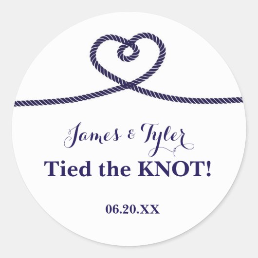 Nautische Touw Hart KNOT Bruiloft Bruids Sticker (Voorkant)