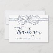 Nautische touw knoop moderne bruiloft bedankkaart (Voorkant)