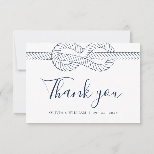 Nautische touw knoop moderne bruiloft bedankkaart (Voorkant)