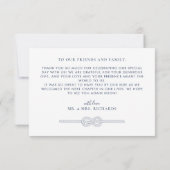 Nautische touw knoop moderne bruiloft bedankkaart (Achterkant)