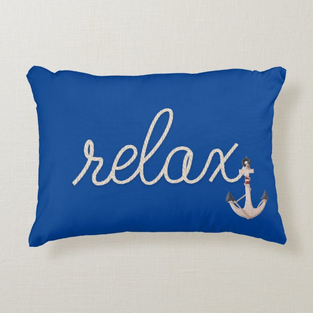 nautische touw ontspannen tekst met anker accent kussen (Voorkant)