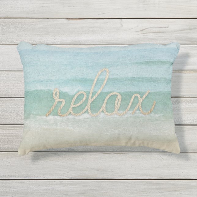 nautische touw ontspannen tekst op de waterverf va buitenkussen (Voorkant)