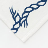 Nautische touwgolven blauw wit marinepatroon fleece deken (Hoek)