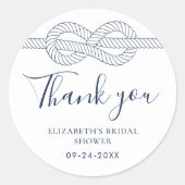 Nautische touwknoop Dank u Vrijgezellenfeest Ronde Sticker (Voorkant)