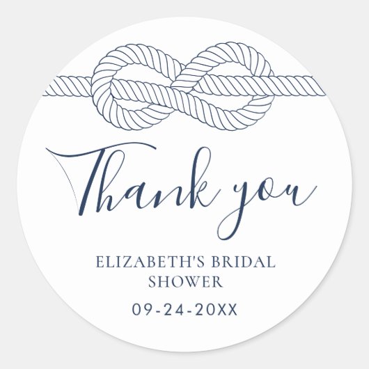 Nautische touwknoop Dank u Vrijgezellenfeest Ronde Sticker (Voorkant)