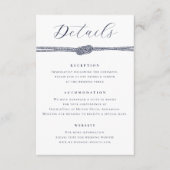 Nautische Touwknoop Elegante Details Huwelijk Informatiekaartje (Voorkant)