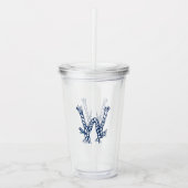 Nautische touwknopen blauw wit aangepast monogram acryl drinkbeker (Voorkant)