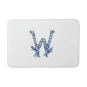 Nautische touwknopen blauw wit aangepast monogram badmat (Voorkant)
