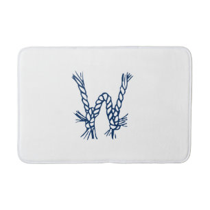 Nautische touwknopen blauw wit aangepast monogram badmat