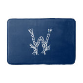 Nautische touwknopen blauw wit aangepast monogram badmat (Voorkant)